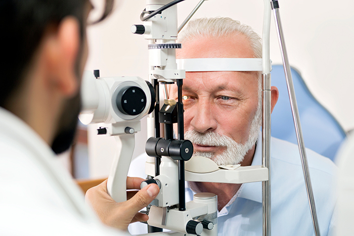 Man getting eye exam