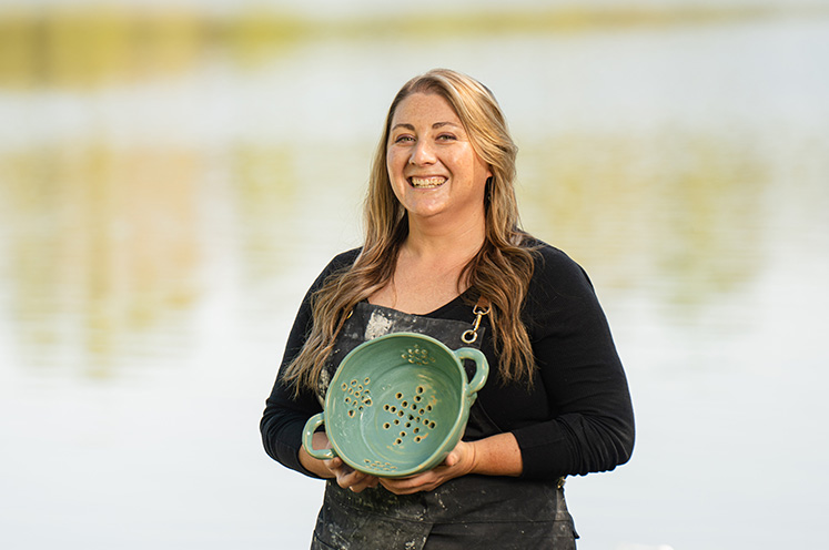 ENT patient Lisa Smith doing pottery