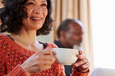 woman drinking coffee