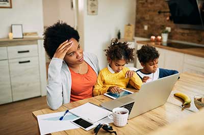 mom working from home