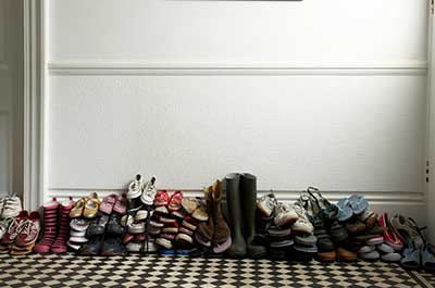 shoes in the foyer
