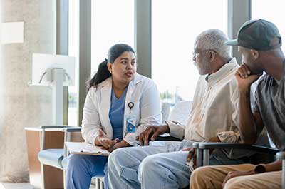 patient talking to doctor