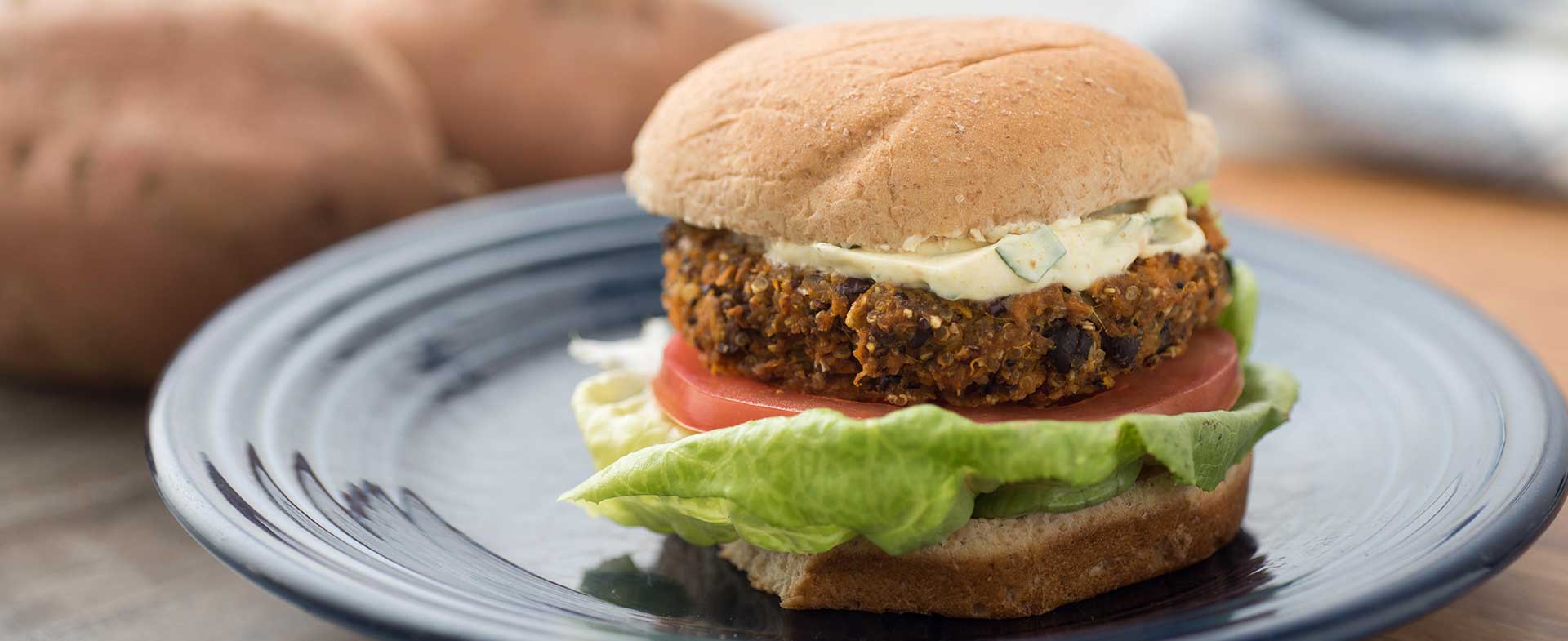Sweet Potato and Black Bean Burgers with Curry-Lemon Sauce Recipe