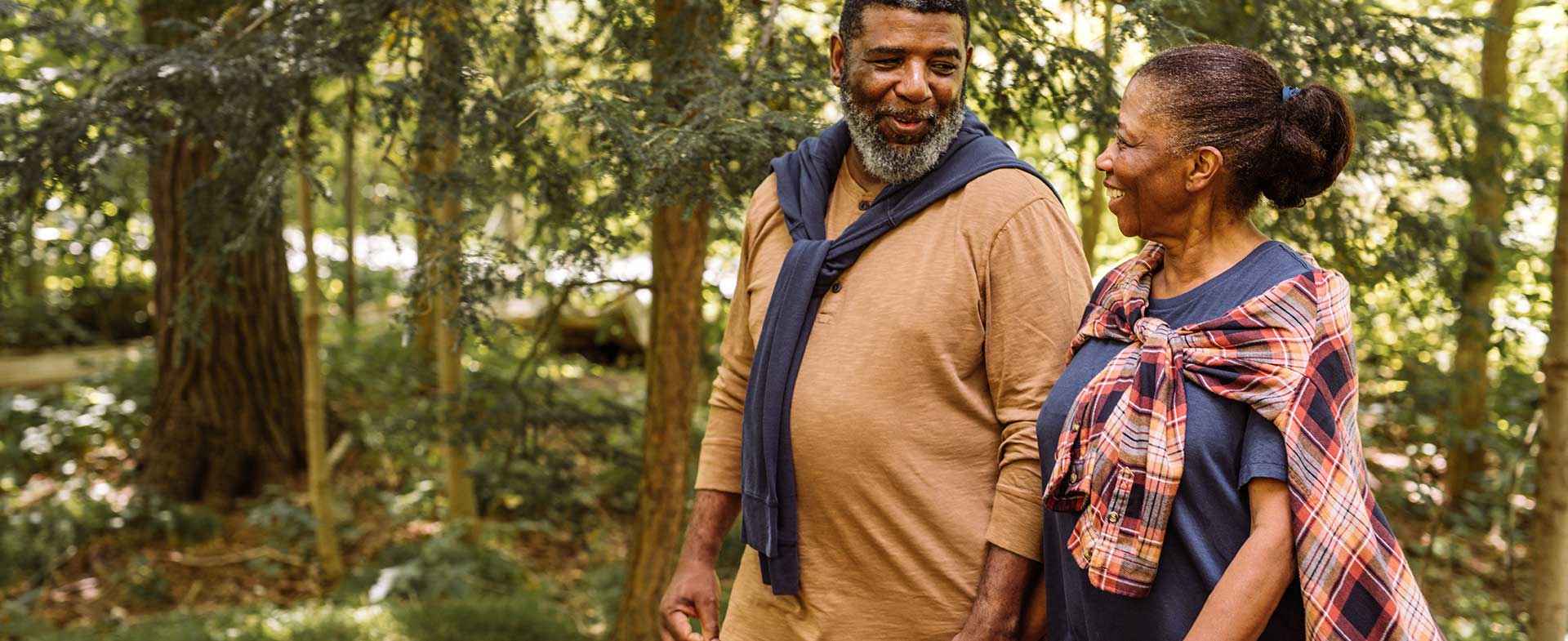 Couple walking outside