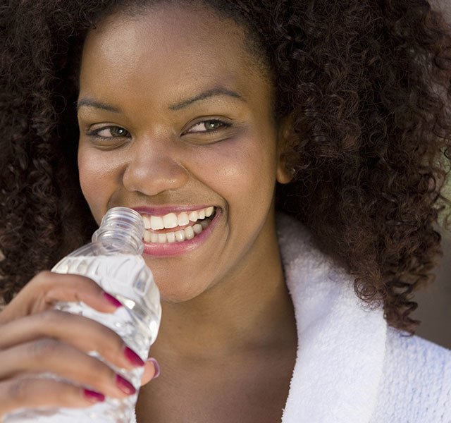 woman drinking water