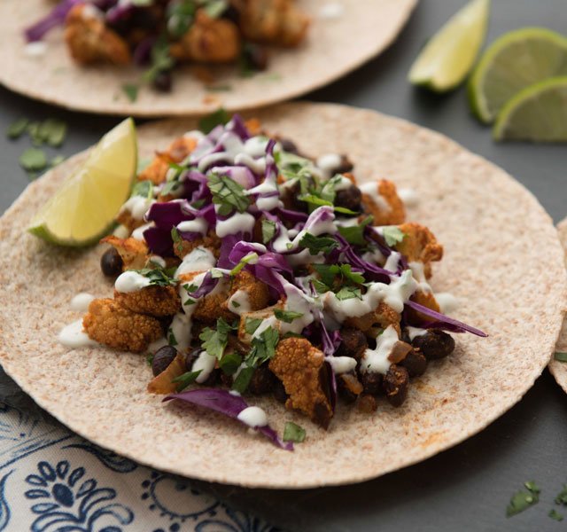 cauliflower black bean tacos