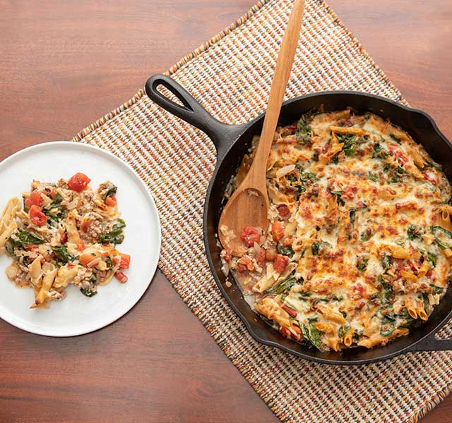 one-pot turkey cheese pasta bake