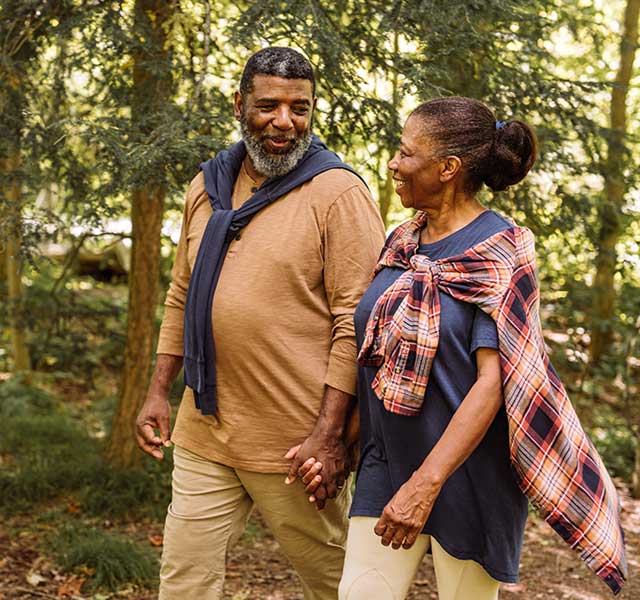 Couple walking outside