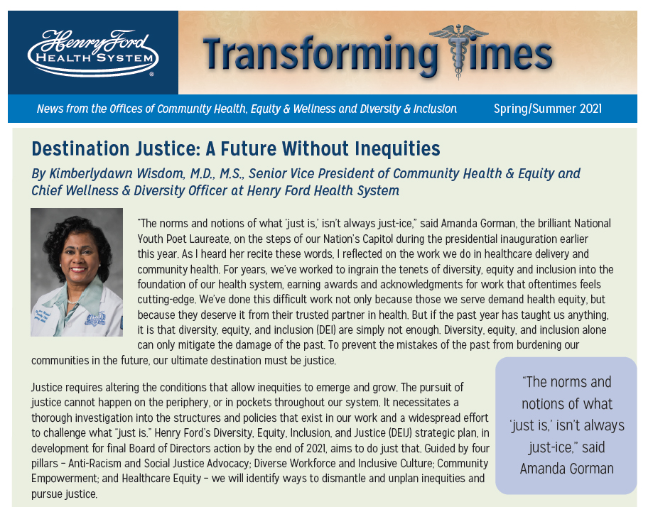 Summer and Fall 2021 Transforming Times Newsletter