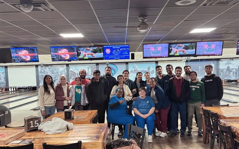 Residents out bowling for fun.