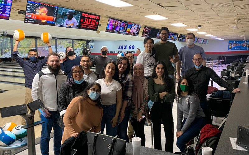 residents at the bowling alley