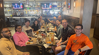 Emergency Medicine residents enjoying dinner in a restuarant