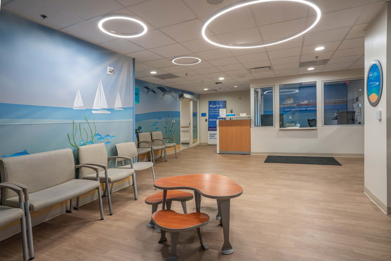 Waiting area in the pediatric emergency department at Henry Ford St. John Hospital