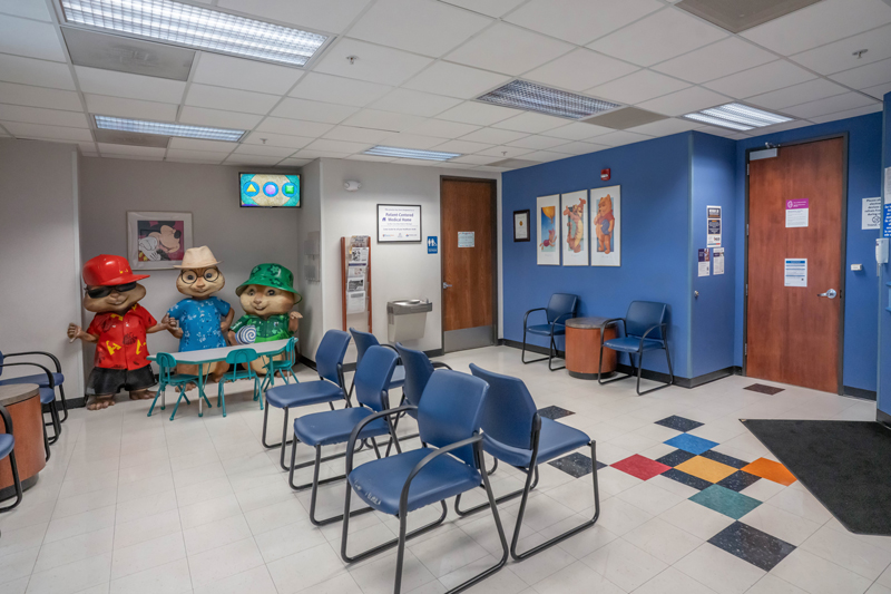 Waiting room at the pediatric ambulatory clinic at Henry Ford St. John Hospital
