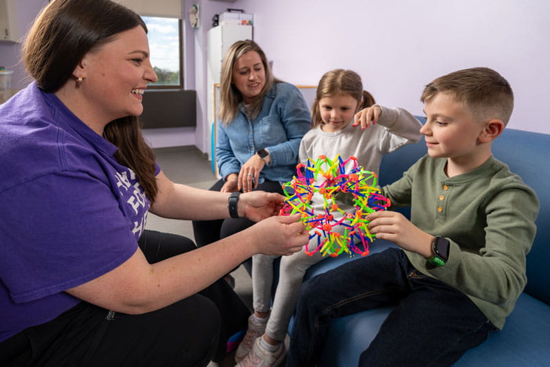 Pediatric patients interacting with a provider