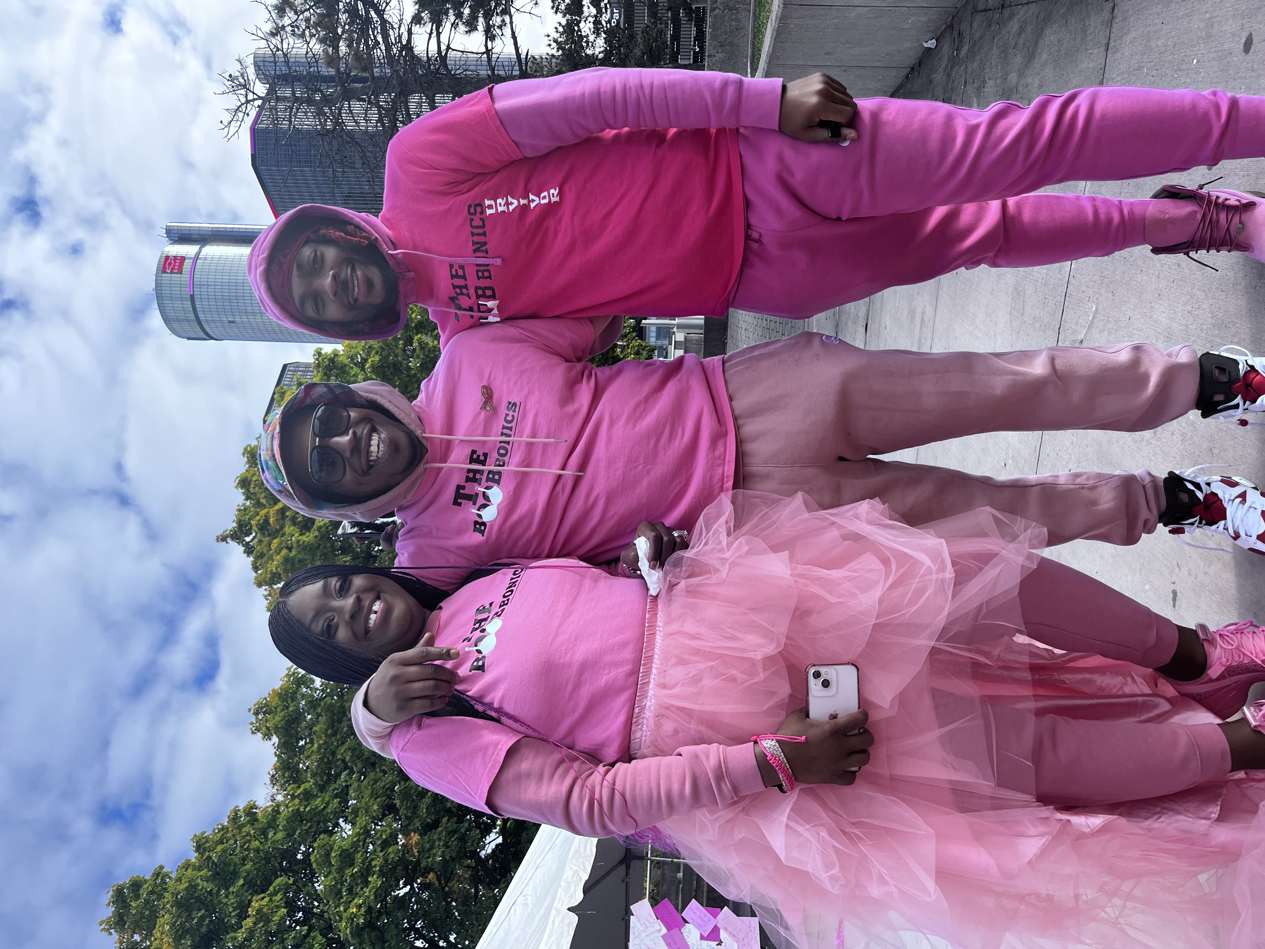 Breast cancer survivor Arnita with husband and son.