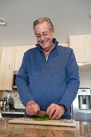 cancer patient making dinner