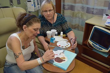 cancer patients in art therapy class