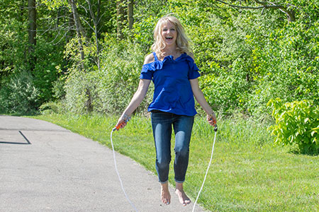 Heart SCAD patient Karen Glugla jumping rope