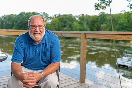 cto pci patient outside on dock