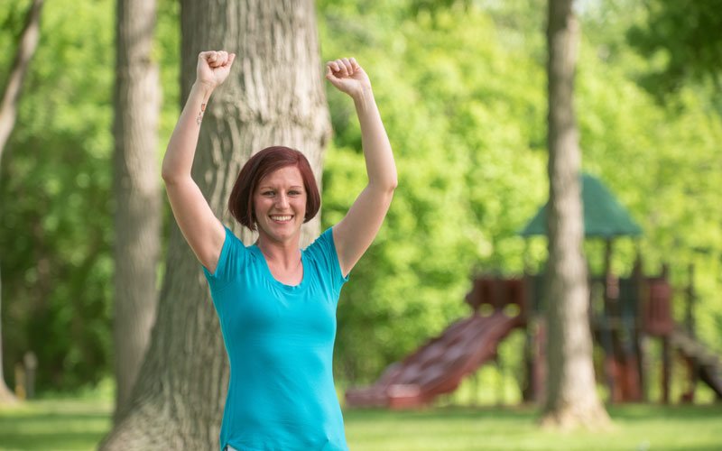 ortho patient sarah hands up