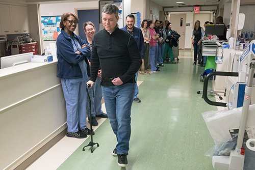Todd Aho walking unassisted in the nicu