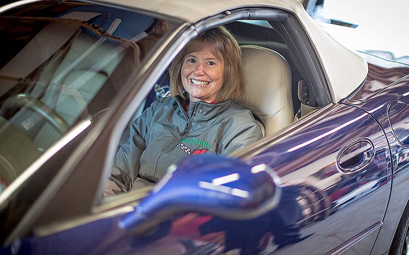 Joint replacement patient Beth Waters in her Corvette