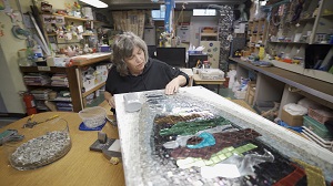 Artist Sue Majewski in her home studio